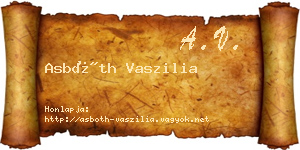 Asbóth Vaszilia névjegykártya